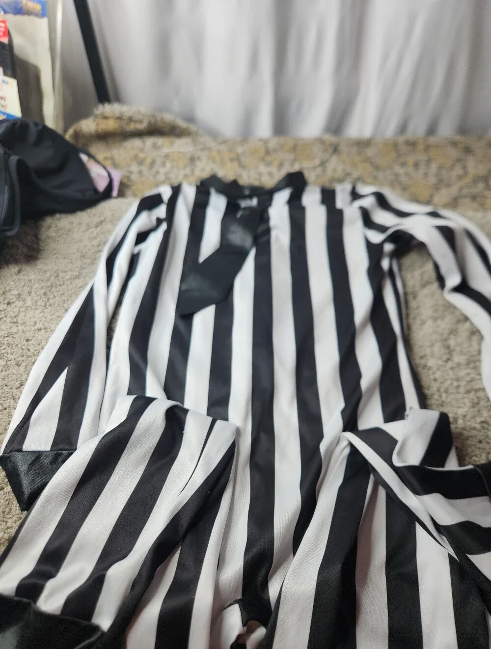 Kid's Beetlejuice Stripe Jumpsuit Halloween Costume size M